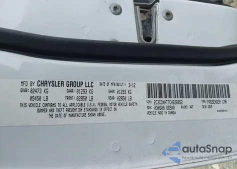 2012 Dodge Charger Police z USA, uszkodzony, nr VIN 2C3CDXAT7CH226852